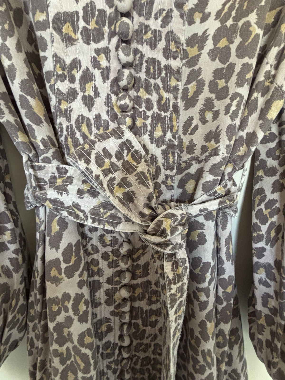 Zimmermann Sabotage Silk Midi Dress leopard 100% Silk Size 3/ AU 12 / US 8 