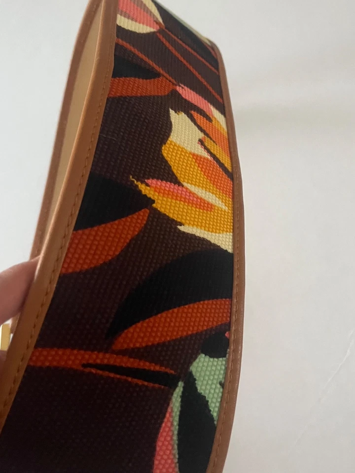 Wide Multiclor Cotton Cow Leather Belt High Waist Hip Plus Size L Italy 33-37 - Image 2 of 4