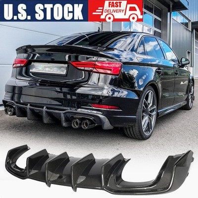 For Audi A3 Sline S3 8V Sedan 17UP REAL CARBON Rear Bumper Diffuser Spoiler Chin