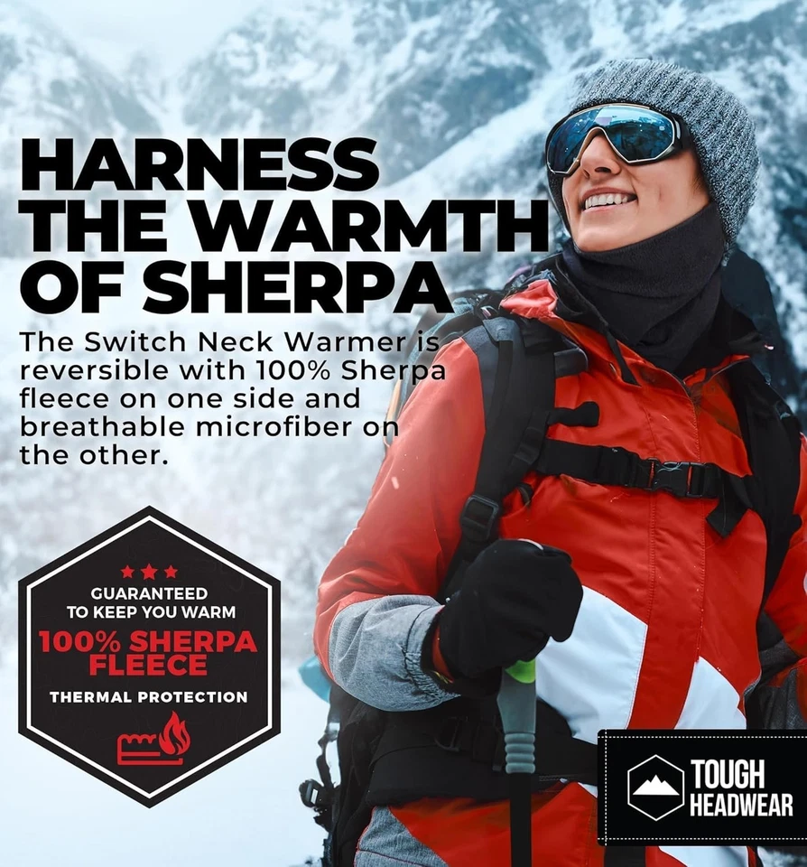 Polainas de cuello de invierno Tough Headwear Swtich para hombre y mujer, gris polar Foto 2 de 4