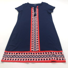 Lands End Small 6-8 Blue Nylon Tunic Cover Up Swim Dress Pullover Top Blouse