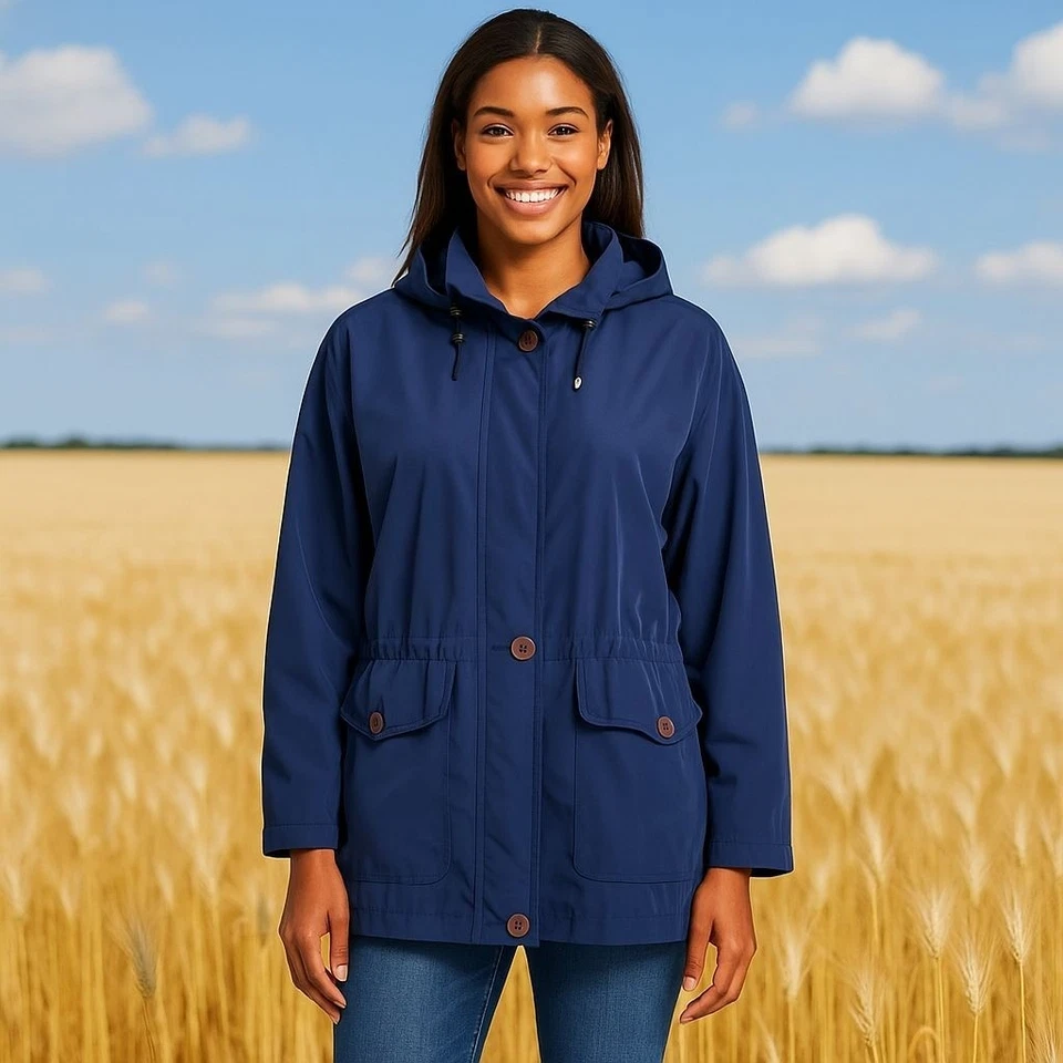 Chaqueta de lluvia con capucha azul marino de gran tamaño Aeros Kristen Blake Coastal Gorpcore otoño S Foto 4 de 4