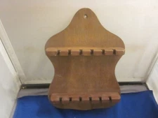 ~ BEAUTIFUL ~ Vintage 10" tall X 7.5” Total 12 Slot Wood Collector's Spoon Rack
