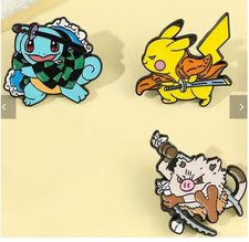 Lot Pokemon Enamel Pins, Pikachu, Squirtle, Demon Slayer, Pokemon Characters