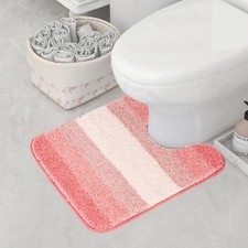 Walensee Bathroom Contour Rug 20 x 24, Ombre Pink Bath Mat Non Slip Water A...
