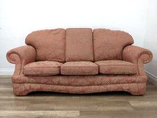 SOFA 3 Seater Pink Two Tone Floral Damask Fabric Removable Cushion FREE DELIVERY