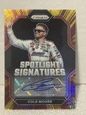 2023 Panini Prizm Racing Spotlight Signatures Cole Moore /25 Purple Yellow Auto