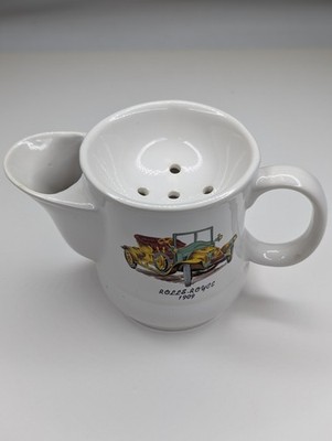 Vtg Rolls-Royce 1909 Car Ceramic Spout Mug Cup Strainer Novelty Collectible