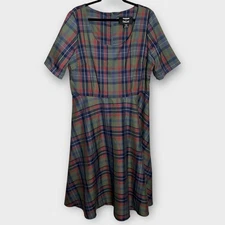 MODCLOTH x COLLECTIF Amber Moorend Plaid Swing Dress Size 16 fit and flare retro
