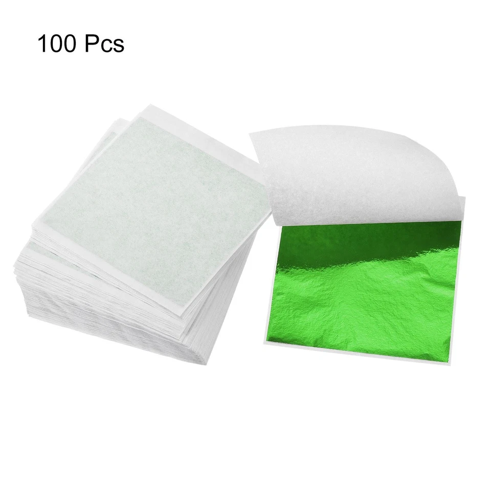Foil Sheet, Green Leaf Papers, 3.3 x 3.1inch for Art Decoration,100pcs - image 3 of 4