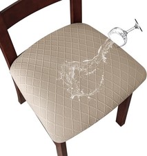 Dining Chair Covers - Waterproof Khaki, Set of 4, Protective Seat