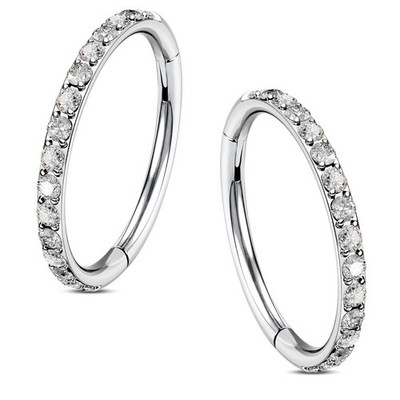2PCS 0.1CT Zircon Titanium Hoop Earrings Hypoallergenic Cartilage Earrings