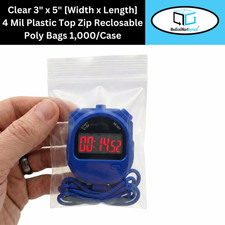 3" x 5" Heavy Duty Bag 4MIL Resealable Zip Top Lock 3x5 Clear Plastic Bags 10000