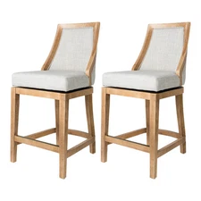 Maven Lane Vienna Counter Stool in Weathered Oak Finish, Sand, Set of 2 (Used)
