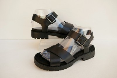 CLARKS ORINOCO CROSS SCHWARZ LEDER/LEDER GEFÜTTERT KNÖCHELRIEMEN SANDALEN UK 4D UVP 70 £