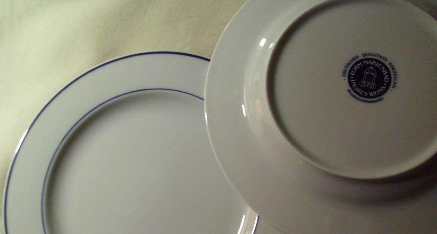 Form Marienbad Ingres Weiß: blauer Rand 1 (von 2) Kuchenteller Ø 20 cm Blau-Band