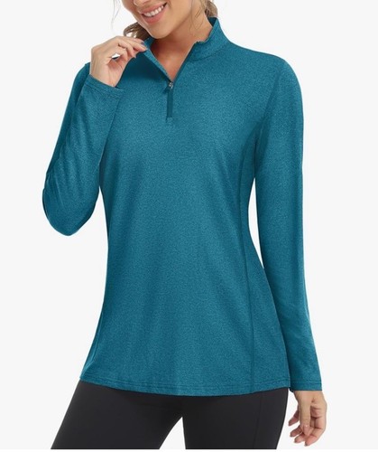 Camisas de manga larga para mujer 1/4 cremallera UPF50+ UV protección solar senderismo golf camisas M - Imagen 1 de 5