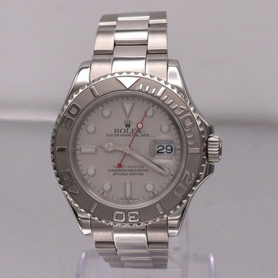 Rolex Yacht-Master 40mm Silver Dial Steel Platinum Automatic Mens Watch 16622