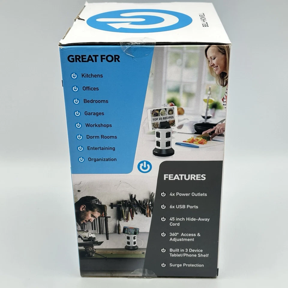 Bell + Howell 4-Outlets / 6 USB Spin Power - The Ultimate Smart Charging Station - Image 3 of 4