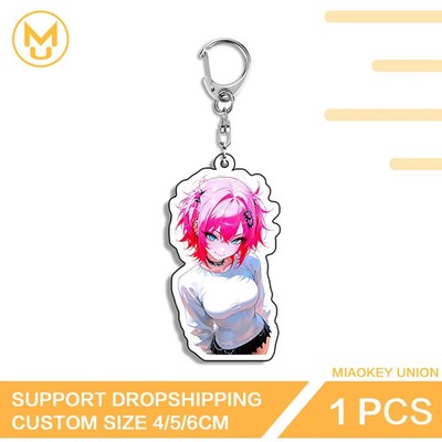 Goth Pink Hair Girl Keychain Ahegao Colorful Pendant Simplicity Hot Selling 