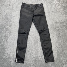 Gap Pants Womens 0R Black Khaki Super Skinny Leg Biker Coated Stretch Ankle Zip