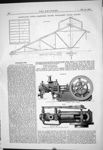 Alter Druck 1883 Gaswerk Dächer Wallasey Lokalbrett Kühlschrank Maschine 19.