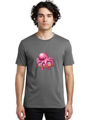 Octopus-Donut-1 Mens Graphic Tee, 100% Cotton, Casual Summer Wear