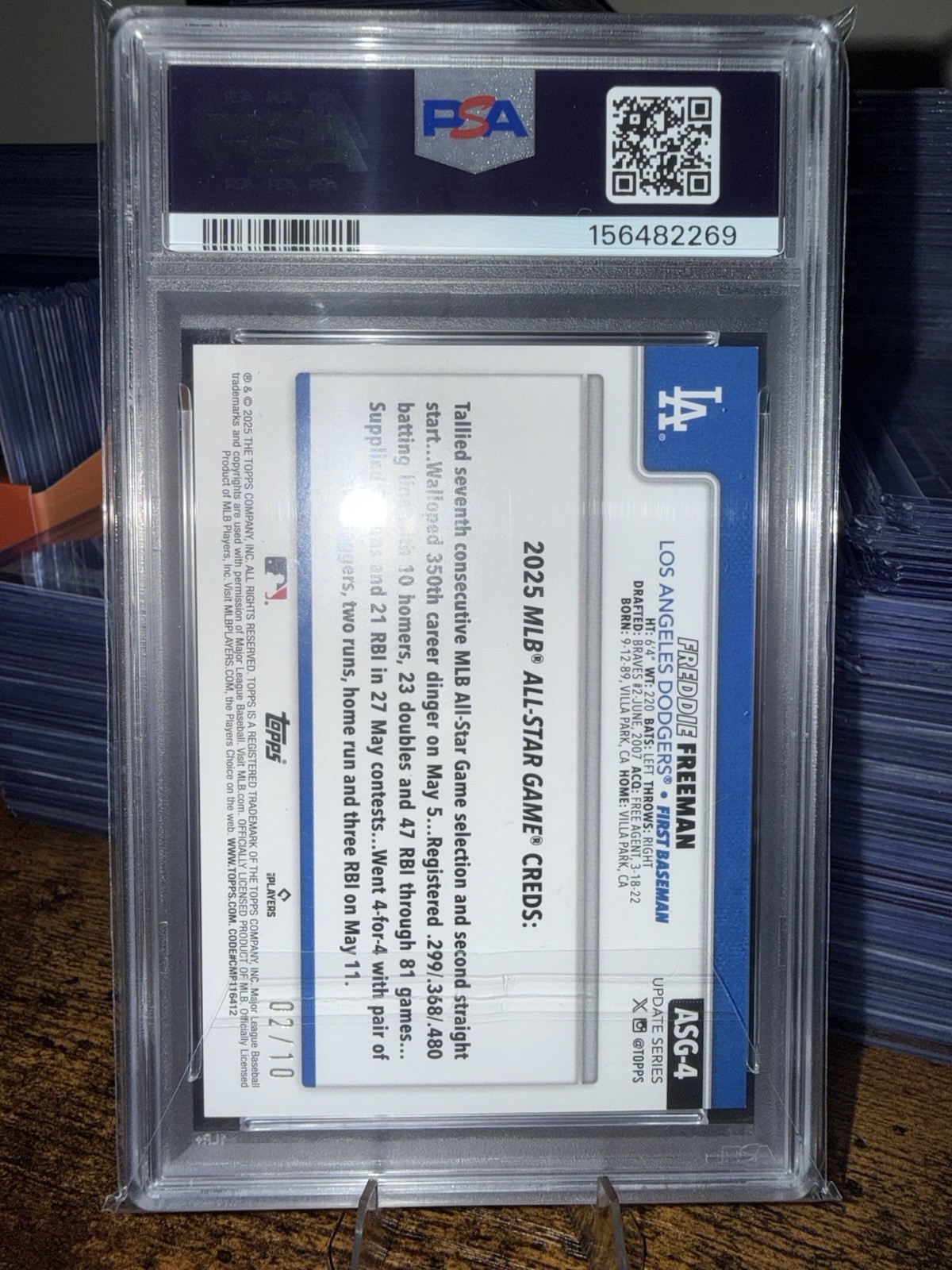 Topps 2025 Update Freddie Freeman Dodgers ASG-4 Black /10 PSA 8 view 2