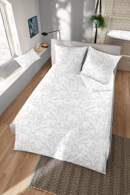 Dormisette Edel Biber Bettwäsche 155x220 Blätter Rispen weiß silber 2064-30