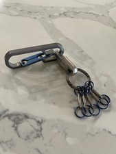 EDC Titanium Ti Carabiner Keychain w/swivels, Key Ring, Blue Anodized, 5.75in