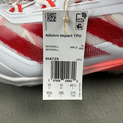 Adidas Adizero Impact TPU Men Size 10.5 Red White Baseball  display picture 3