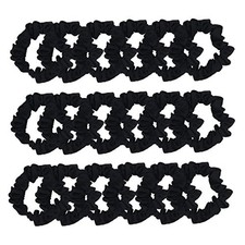 Set of 24 Satin Hair Scrunchies for Women Elastic Hair Ties Small Hair Black
