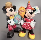 Disneyland Mickey & Minnie Mouse Plush Key Chain New Birthday Tokyo Japan F/S