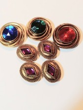 Lot Of 7 Vintage Etruscan Style Jewel Colored...