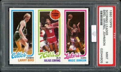 1980 TOPPS LARRY BIRD MAGIC JOHNSON ROOKIE RC MINT PSA 9 MBA SILVER LOOKS GEM!