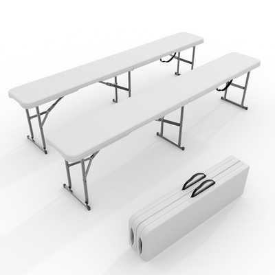 2pcs 6FT Folding Bench Portable Heavy Duty Collapsible for Camping Picnic Garden