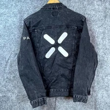 Pax Lux Denim Jacket Men Medium Black Trucker 90s Y2K Streetwear