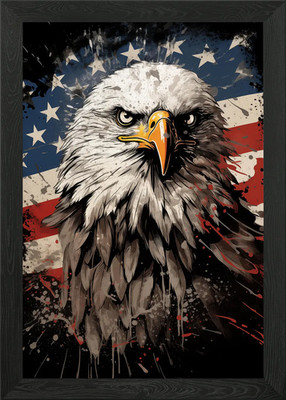 Adler amerikanische Flagge gerahmtes Wandbild Poster Leinwanddruck Bild