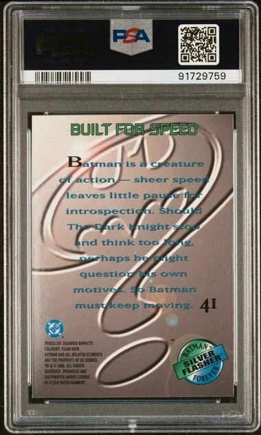 1995 BATMAN FOREVER METAL BUILT FOR SPEED SILVER FLASHER PSA 10 GEM MINT POP 1 - Image 2 of 2