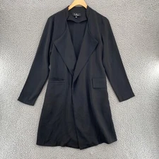 Lulus Blazer Womens Small Black Long Open Front Pockets Lightweight Office Work