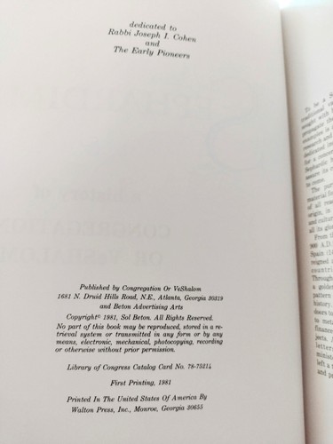 Sephardim & A History of Congregation Or VeShalom, by Sol Beton, 1981, Blue NICE - Picture 5 of 7