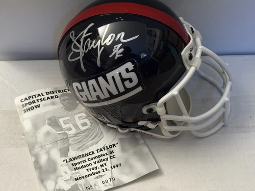LAWRENCE TAYLOR Signed AUTOGRAPHED NEW YORK GIANTS Mini Helmet RIDDELL - CERT