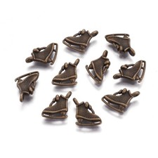 10 Ice Skate Charms Skating Pendants Antiqued Bronze Winter Jewelry Findings
