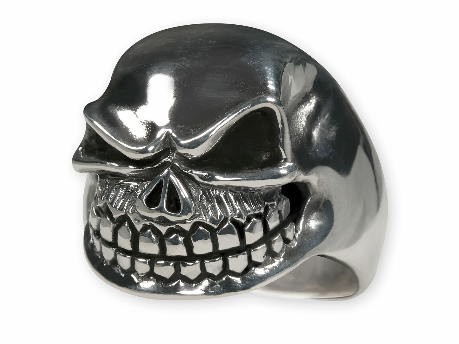 Totenkopf Finger-Ring Edelstahl Bandring Freimaurer Templer Herren Biker 