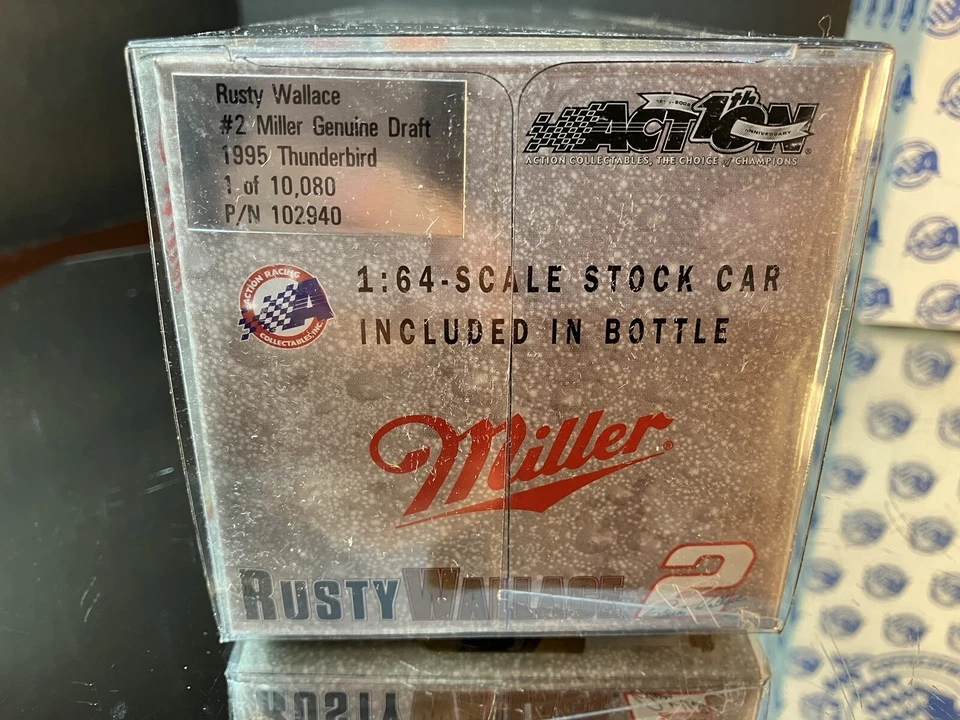Rusty Wallace #2 Miller Genuine Draft Collectible Beer Bottle 1995 Ford T-Bird - Image 4 of 4
