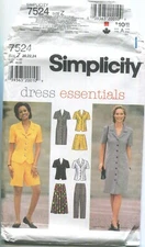 SIMPLICITY 7524 MISSES' DRESS/ TOP, PANTS & SHORTS SZ 20-24 UNCUT 1997