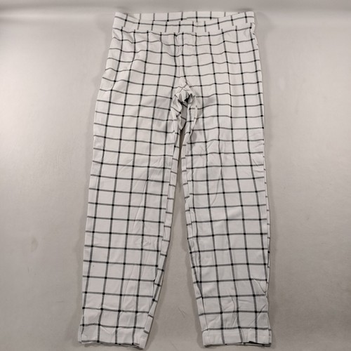 Hue Slim White Black Plaid Pull On Leggings Pants Womens Size Medium