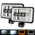 2PCS 4x6'' LED Work Lights Fog Driving DRL Turn Light For Car SUV Truck Tractor