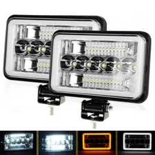 2PCS 4x6'' LED Work Lights Fog Driving DRL Turn Light For Car SUV Truck Tractor