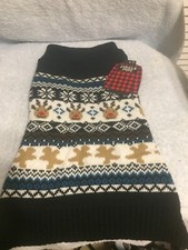Dog Christmas Reindeer Sweater Medium Up To 27 Lbs Back Length 16" Girth 20"